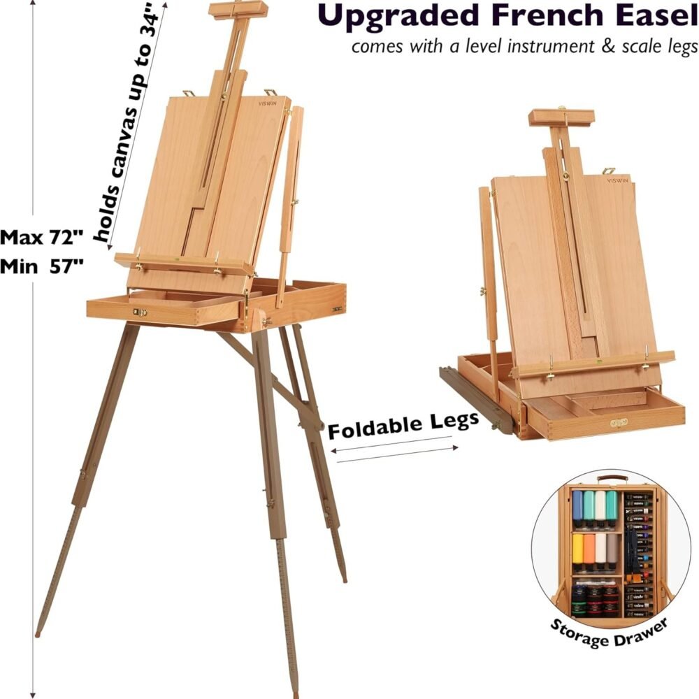 MEEDEN 149-Piece All-in-One Art Supplies Set with French Easel – Natural Beech Wood
